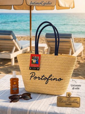 Borsa Mare in Paglia Intrecciata a Mano con Zip di Pierre Cardin_1