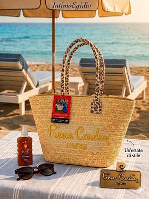 Borsa Mare in Paglia Intrecciata a Mano con Zip di Pierre Cardin