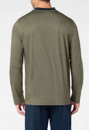 Pigiama Lungo Serafino in Cotone di Perofil Art. 93367_1