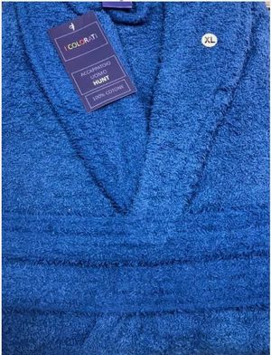 Hunt Accappatoio Senza Cappuccio  100% Cotone Blu