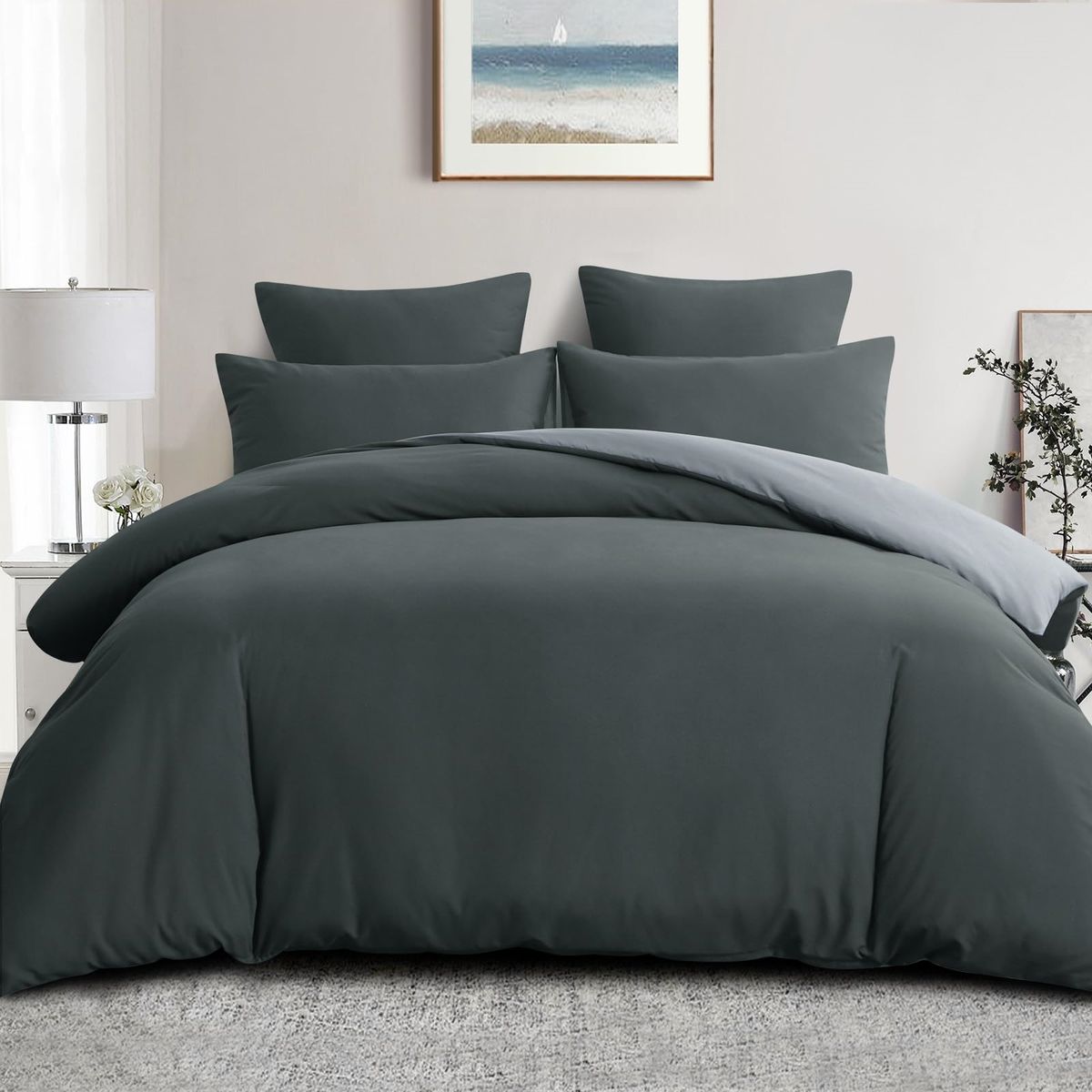 Set Copripiumino King Size Secgo – 100% Cotone, Nero, 228x270 Cm – Con 2 Federe – Trapunta Reversibile Leggera
