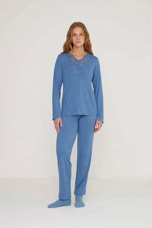 noidìnotte Pigiami Donna in Modal con Collo a V Art FA8835AS_1
