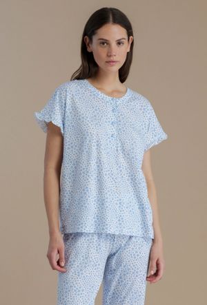 Pigiama Donna Top con Collo a Quattro Bottoni e Pantalone Lungo di Noidinotte_1