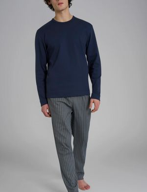 Pigiama Uomo Spigato con Girocollo di Ragno Art. U961NQ